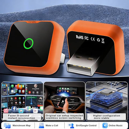 2-in-1 Wireless CarPlay Adapter for iPhone & Android Auto, Mini Wired to Wireless Dongle, Plug & Play, Stable Connection, iOS 10+/Android 11+, Lifetime OTA Updates (Not for BMW/Tesla)