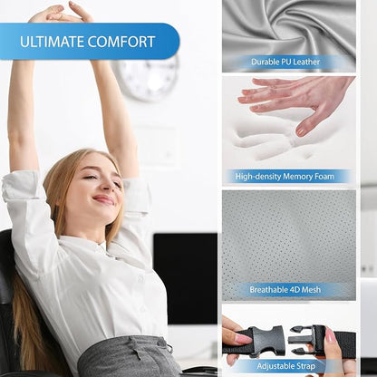 Lofty Aim Classic Memory Foam Lumbar Cushion Provides Excellent Back Support and Pain Relief - Back Cushion for Driving, Chair Support for Car-Office Chair, Wheelchair - Classic Gray