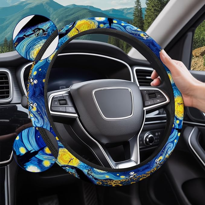 GENANY Horror Movie Character Steering Wheel Cover, Non Slip Polyester Wheel Protector for Car SUV Truck, Universal 15 Inch