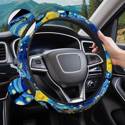GENANY Horror Movie Character Steering Wheel Cover, Non Slip Polyester Wheel Protector for Car SUV Truck, Universal 15 Inch