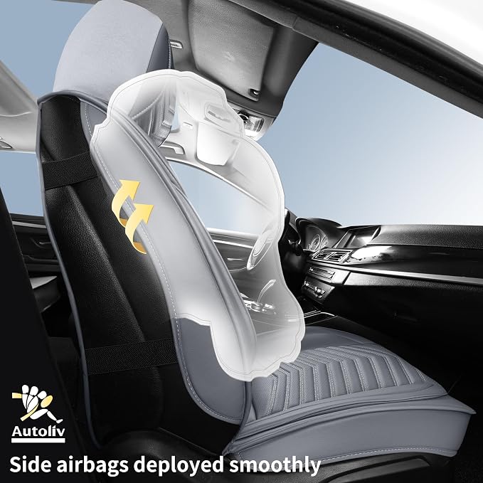 HChengkikz Nappa Leather Car Seat Covers Full Set, Gray Car seat Protector 5 Seats, Waterproof Car Seat Cushion, Universal Automotive Seat Covers Fit for SUV Truck Pick-up Sedan, Front and Rear