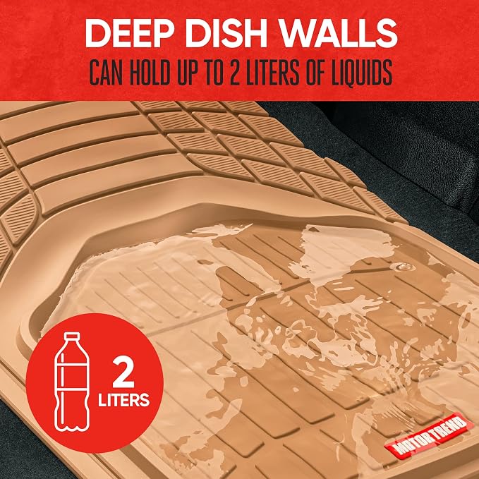 Motor Trend FlexTough Defender Floor Mats for Cars & TrunkShield Trunk Mat Set, Next-Gen Deep Dish Heavy Duty Car All Weather, Rubber Set Auto Truck Van SUV B09VYBHPDK