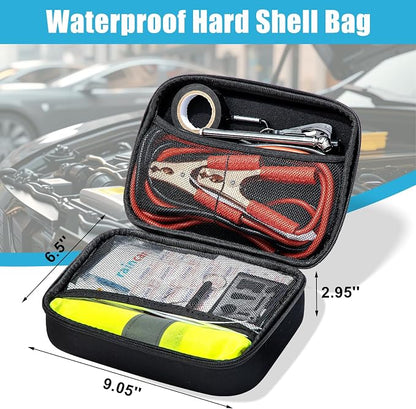 Roadside Emergency Kit Car Safety Kit with Jumper Cables Car Kits for Emergency, Black