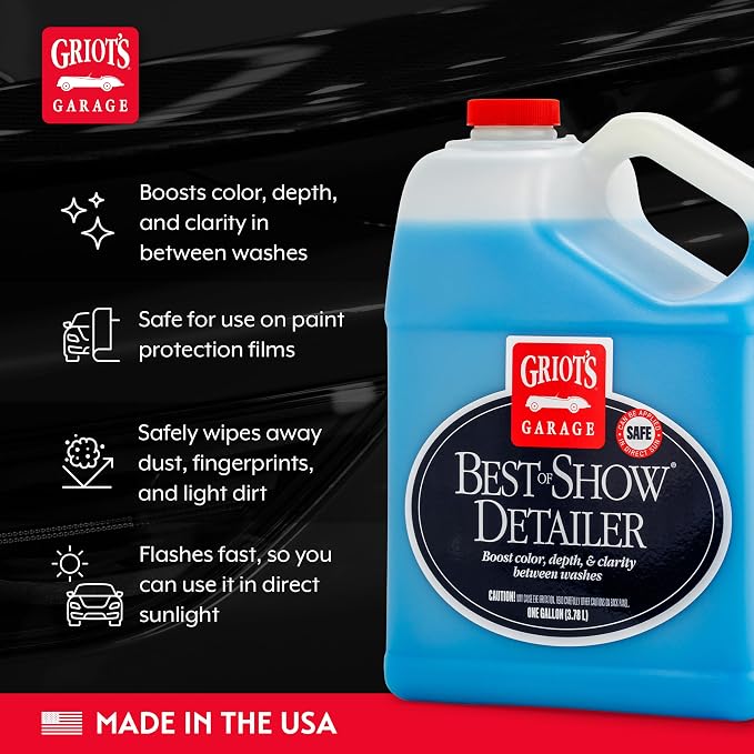 Griot's Garage Best of Show Detailer for Car Detailing, Wipes Away Dust, Fingerprints, and Light Dirt, Improves Paint Gloss and Color Between Washes, 11042, One Gallon