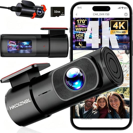 HKOIZBL 4K+2.5K Dash Cam Front and Rear, Built-in 5G WiFi, 32GB Card Included, 2'' IPS Screen Dash Camera for Cars, Starlight Night Vision, Dual Dashcam with WDR, Loop Recording, 24H Parking Monitor