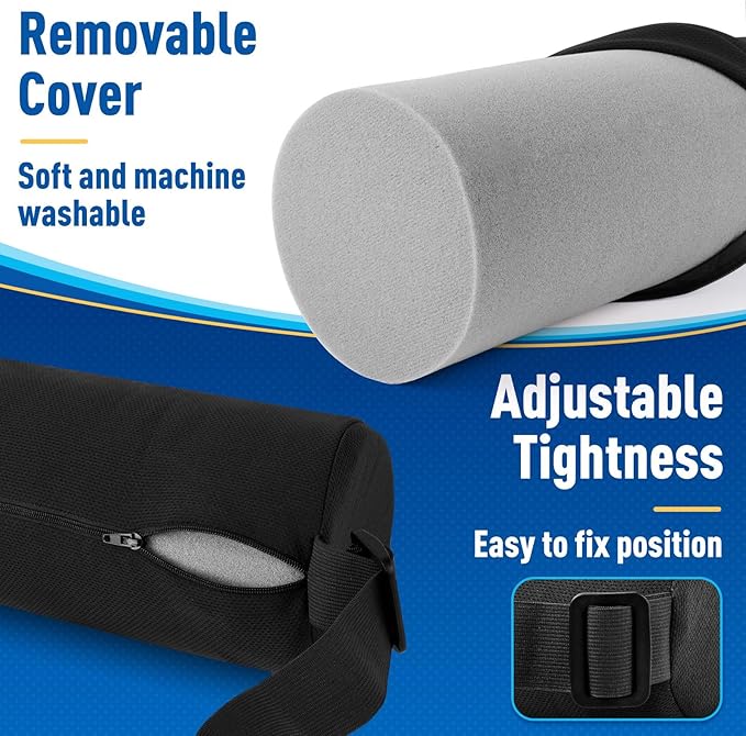 CushZone Seat Cushion, Lumbar Roll Support Pillow for Office Chair, Car, Gaming Chair, Memory Foam Back Cushion with Washable Cover for Relieving Back Pain & Improving Posture,Black
