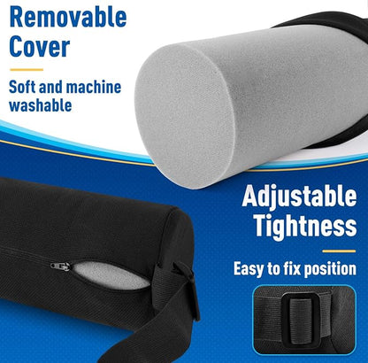 CushZone Lumbar Roll Support Pillow for Office Chair, Car, Gaming Chair, Memory Foam Back Cushion with Washable Cover for Relieving Back Pain & Improving Posture,Black