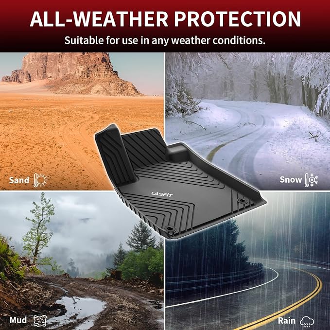 LASFIT Floor Mats for Honda Accord Sedan 2026 2025 2024 2023 (Gasoline & Hybrid), All Weather Protection Custom Fit Anti-Slip TPE Floor Liners,1st & 2nd Row, Black
