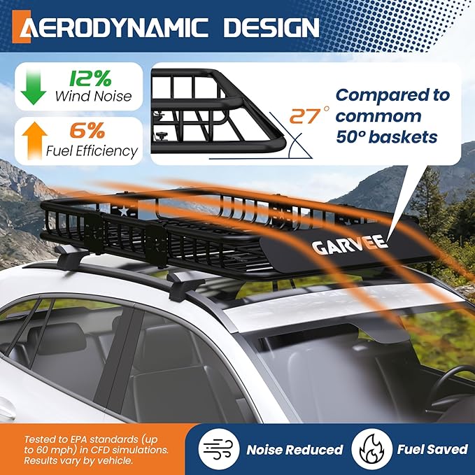 Garvee 46 in x 36 in Universal Roof Rack Basket, 200 LBS Capacity Luggage Rack, Heavy Duty Rooftop Cargo Carrier, Car Top Luggage Holder Basket Heavy Duty for SUVs, Trucks, Vehicles