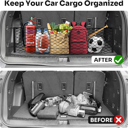 Canvcle Trunk Cargo Net for 2018-2025 2026 Chevrolet/Chevy Traverse Accessories Envelope Style Mesh Trunk Net Organizer and Storage Stretchable Adjustable Elastic Nylon Rear Cargo Netting with Hooks