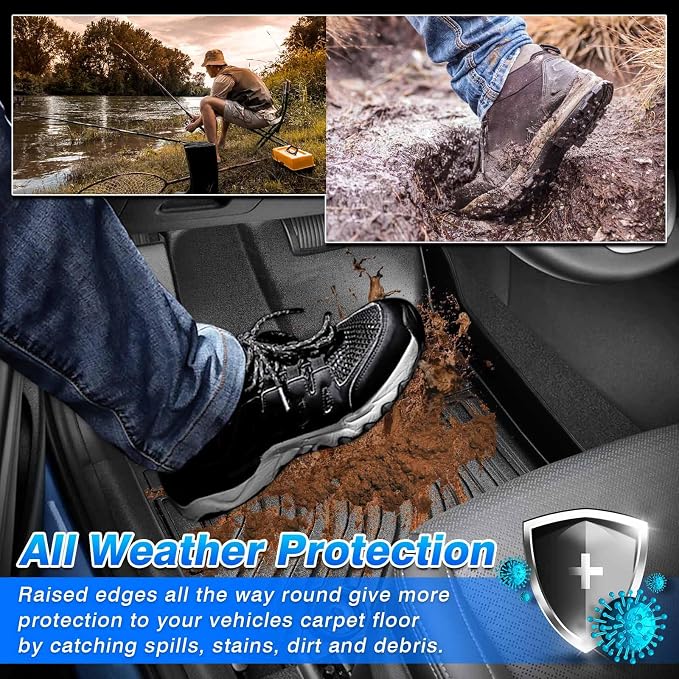 Cartist Floor Mats Fit for Jeep Compass 2017-2024 2025, All Weather Floor Mats for Compass Accessories, Front & 2nd Row TPE Waterproof