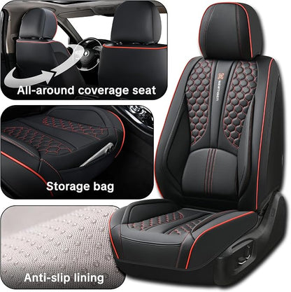 Car Seat Cover Set Interior Accessories Waterproof Leather with Lumbar Support Airbag Compatible Non-Slip 5-Piece Complete Set Pet-Friendly Car Seat Covers Fits Most Vehicle Models