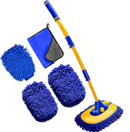 MVEQRRN Upgrade Car Wash Brush Mop with Long Handle, Car Washing Brush Kit with Scratch-Free Replacement Head