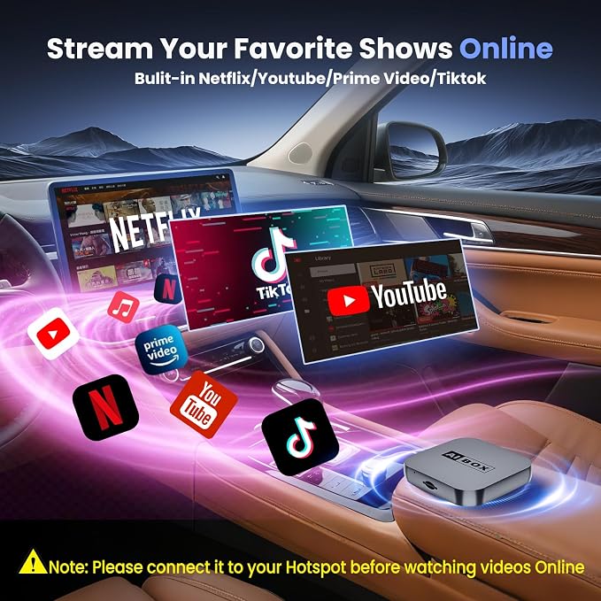 Wireless CarPlay/Android Auto Adapter with Netflix & YouTube, Upgraded Car Play Wireless Adapter for iPhone 8+& Android 11.0+, Plug & Play Dongle for Car, Smart AI Box Only for Cars with Wired CarPlay