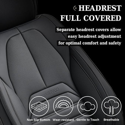 Coverado Car Seat Covers Full Set, Black Seat Covers for Cars, Automotive Seat Covers, Waterproof Nappa Leather Front Seats and Back Car Seat Protector, Universal Fit for Most Cars SUV Trucks