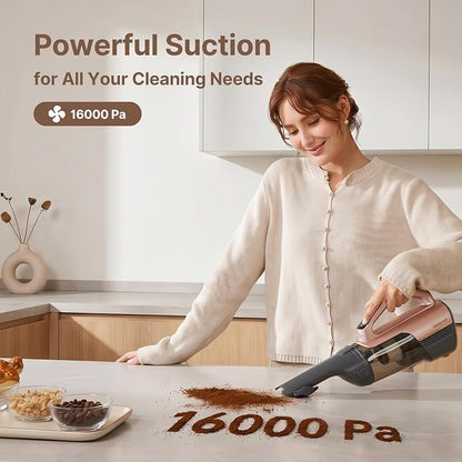 Shop-Vac S4 20V Handheld Vacuum Cordless with Brushless Motor, Rotatable Nozzle, Dual-Speed Powerful 16000 Pa Suction Portable Vacuum for Home & Pet Hair, Wall-Mounted, LED Light, Champagne Gold