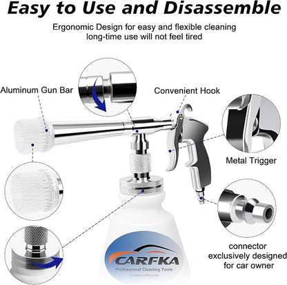 Car Cleaning Gun, CARFKA High Pressure Car Detailing Wash Gun 1L Foam Bottle Wash Spray Bottle Nozzle with Metal Spinner