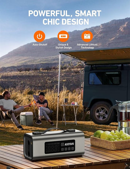 AstroAI 2500A Portable Car Battery Jump Starter with 150PSI Air Compressor 30W Quick Charger, 14800mAh Jump Box (7.5L Gas & 5.0L Diesel) 12V Jump Box with Booster, LED Light, Jumper Cables
