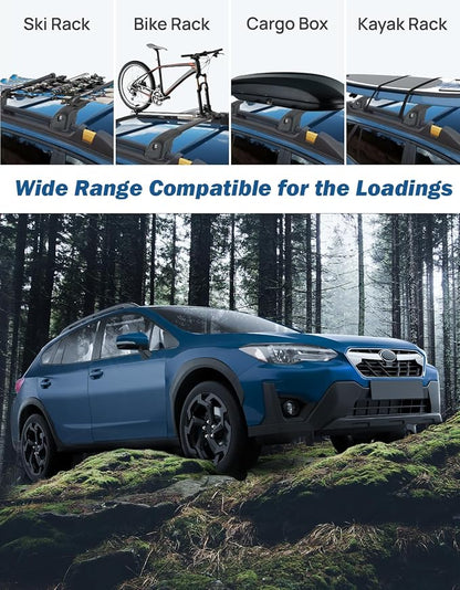 JOYTUTUS Lockable Car Roof Rack Cross Bars Compatible with Subaru Crosstrek 2018-2023 / Impreza 2017-2023, 300LB Aluminum Crossbars for Roof Racks Suitcases Kayaks Canoes Bikes Skis Snowboard