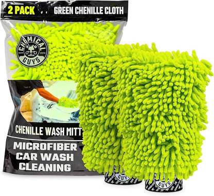 Chemical Guys Chenille Premium Scratch-Free Microfiber Wash Mitt for Car Washing,Lime Green,Ultra-Soft Car Wash Gloves,Swirl-Free Finish,Safe for Trucks,SUVs,Motorcycles,and More,(Pack of 24)