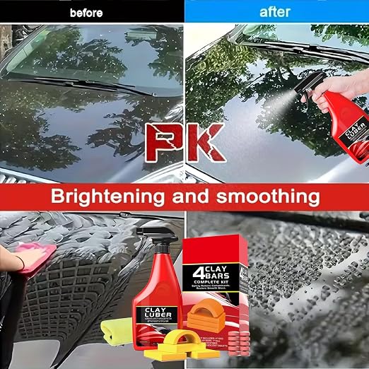 Heavy Duty Car Clay Bars Auto Detailing Clay Luber Synthetic Lubricant Kit，4 Pcs Auto Detailing Clay Bar，10 Pack Clay Lubricant Sheets & Microfiber Towel – Safe Deep Clean, Remove Contaminants