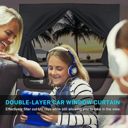 Car Window Shades, 2 PCS Magnetic Double Layer Auto Sun Shade for Side Windows Privacy Full Covers/Half Shade Options Back Car Window Curtains for Baby Protection