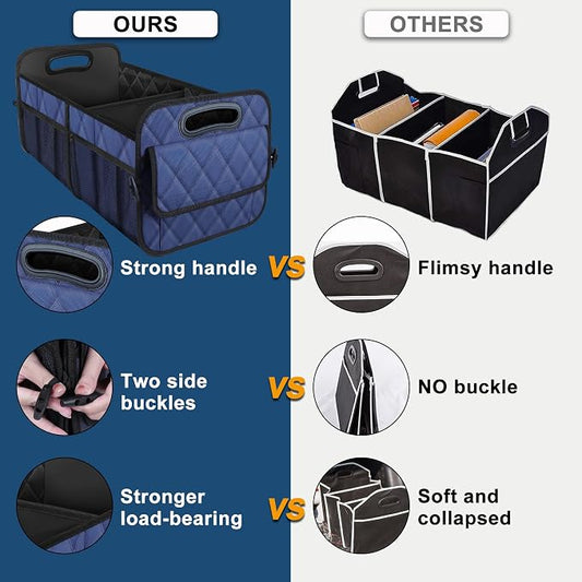 Deosk Car Trunk Organizer for SUV, Car Organizers and Storage with Reinforced Handles, Car Accessories for Women/Men 70L Waterproof Polyester Trunk Organizer(Large, Navy Blue)