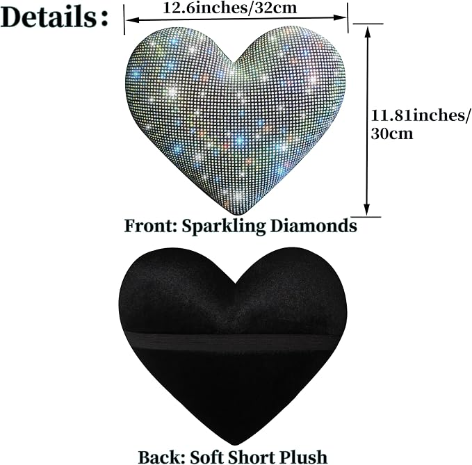 Bling Bling Rhinestones Car Seat Pillow for Driver Automotive Accessories for Women Ladies and Girls Auto Seat Headrest Cushion with Bling Rhinestone Colorful 2 Pieces