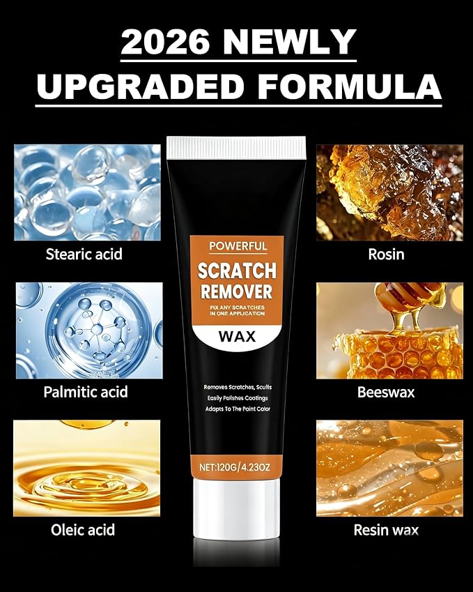 2 Pack Car Scratch Remover Wax,2026 Car Scratch Repair Paste for Deep Scratches,Professional Scratch Remover for Vehicles,Universal Car Scratch Removal Wax with Wipe and Sponge