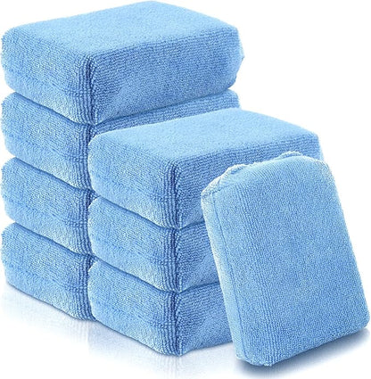 8 PCS Microfiber Applicator Pad, 4.7"x3.1" Scratch-Free Foam Buffing Scrub Pads, Car Wash Sponges for Effortless Detail Polishing, Waxing, Tire Shining, Interior Cleaning, Scrubbing (Blue)