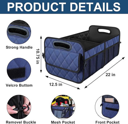 Deosk Car Trunk Organizer for SUV, Car Organizers and Storage with Reinforced Handles, Car Accessories for Women/Men 50L Waterproof Polyester Trunk Organizer(Medium, Dark Blue)
