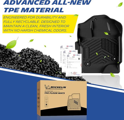 Michelin Vehicle Mats, All-Weather TPE Custom Fit Liner for 2015-2026 Ford F150/2022-2025 Lightning SuperCrew & Super Cab Carpet Floor, First Row, Premier