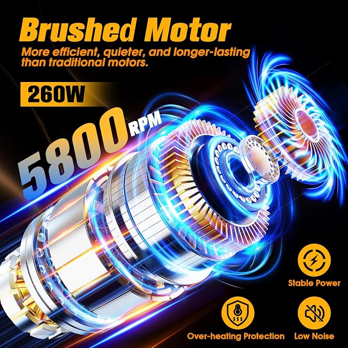 Cordless Car Buffer Polisher kit [2x 2000mAh 21V Batteries & 18 PCS Attachments] 6-Speed Orbital Design, LED Display, Lightweight Detailing Tool for Waxing, Polishing & Scratch Removal-Blue