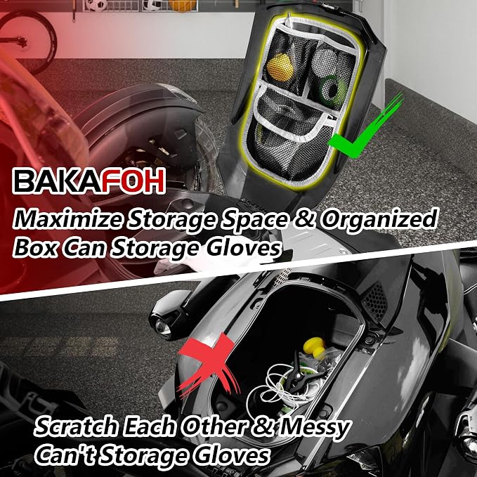 3 Mesh Pockets Front Trunk Lid Organizer Frunk Tool Storage Bag For Can Am Ryker 600 900 Sport Rally Edition 2019-2025 Accessories (Gray Piping)