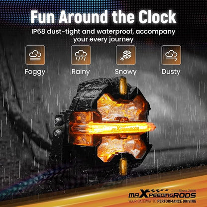 maXpeedingrods LED Off Road Lights 5", 212W 25440LM Round Fog Light with 7 RGB Colors, Side Shooter Lights 270°Wide Range, LED Light Bar for SUV, Pickup, ATV, UTV, Truck, Motorcycle