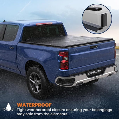 KUIPERAUTO Fiberglass Tri Hard Truck Bed Tonneau Cover Compatible for 2004-2007 Chevrolet Silverado GMC Sierra 1500 (07 Classic) Fleetside 5.8FT Short Bed-69.6 Inch