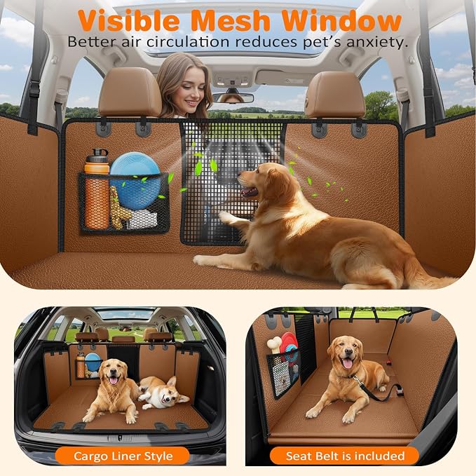URPOWER Dog Car Seat Cover for Pets 100% Waterproof Seat Cover Hammock 600D Heavy Duty Scratch Proof Nonslip Durable Soft Back Seat Covers for Cars Trucks and SUVs