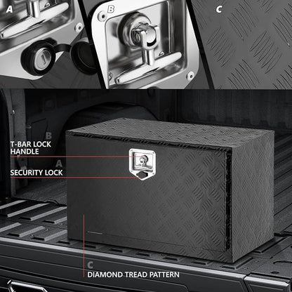 DNA MOTORING Truck Tool Box Lockable Storage Box, Truck Bed Tool Box Trailer Tongue Box Aluminum Truck Tool Box for Bed of Truck, with Lock & Keys, 30" W X 18" H X 17.3" D, Black,TBOX-T5-014-BK