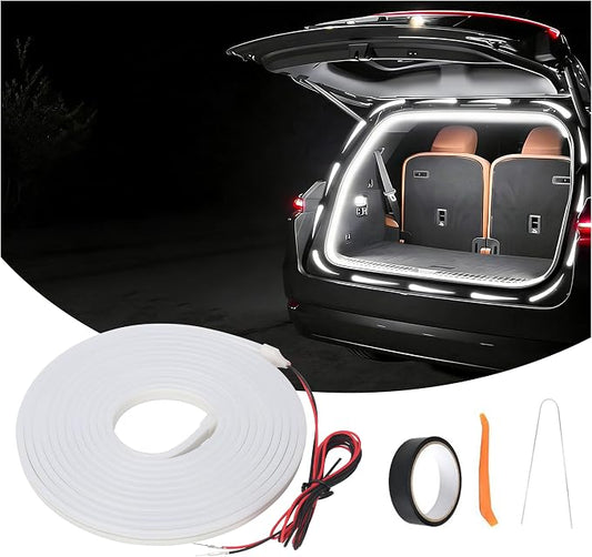 Newly Upgraded 157.48" SUV Trunk LED Light Strip, 6000K Dynamic Flowing Bright Cargo Area Lighting for Trunk Organizer/Mat Setup, Waterproof Interior Tailgate Lamp for SUV/MPV(White)