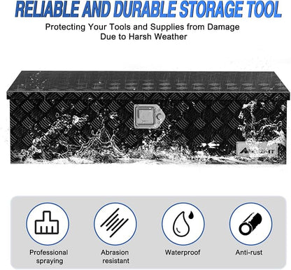Nilight 39 Inch Truck Tool Box Heavy Duty Aluminum Stripes Plated Pick Up Truck Bed Toolboxes 39"x13"x10" Waterproof Storage Organizer for Bed of Truck RV Trailer with Side Handle Lock Keys, Black