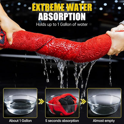 ThinkLearn 3-Pack Car Drying Towel-Microfiber Extra Large Towels for Cars(59"x24"), Ultra-Absorbent, Scratch & Streak Free, 1300 GSM, Twisted-Loop Cleaning Cloth for Truck, SUV, Car Accessories, Red