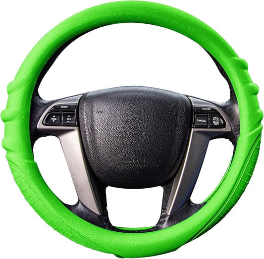 FH Group Universal Fit Silicone with Grip and Pattern Massaging Grip Steering Wheel Cover fits most Cars, SUVs, Trucks, and Vans Green