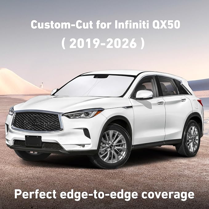 EcoNour Windshield Sunshade Compatible for Infiniti QX50 2019-2024 2025 2026, Sun Visor for Front Windshield & Window Sun Shade Cover, UV Heat Blocker & Protector, Car Accessories