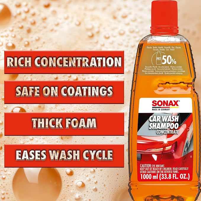 SONAX Car Wash Shampoo Concentrate 314500 | High-Foaming pH-Neutral Formula for Effective Cleaning | Safe on All Paint Wax Sealants & Coatings | Removes Dirt Grime and Road Film | 5L