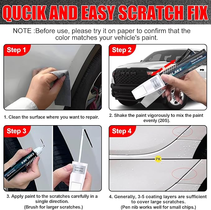 Car Touch Up Paint(Granite Crystal Metallic(PAU/LAU) ) for Dodge Ram, Car Paint Scratch Repair Kit, Quick & Easy Solution to Repair, 2 in 1 Scratch Remover Pen with 2PCS Disposable Micro Applicators