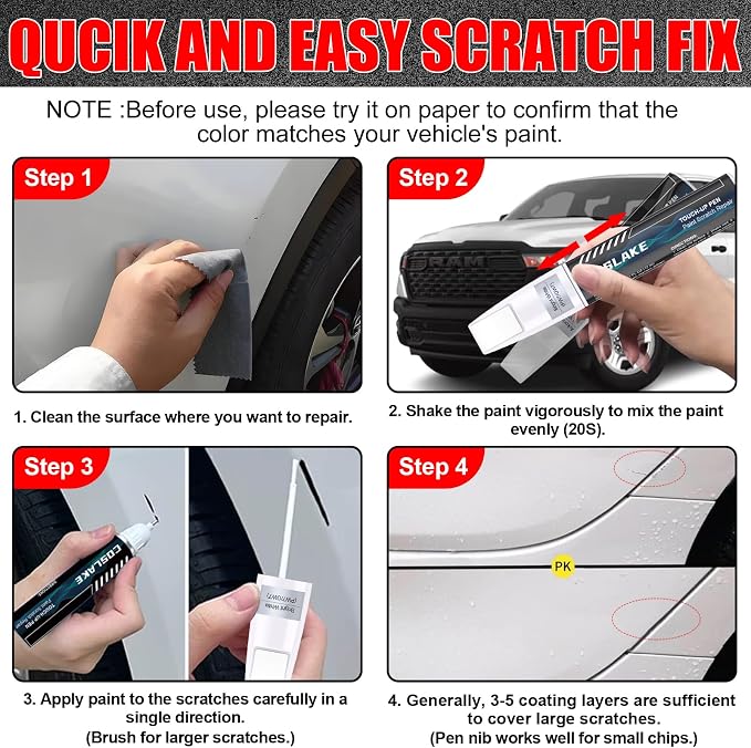 Car Touch Up Paint(Billet Silver Metallic(PSC/JSC)) for Dodge Ram, Car Paint Scratch Repair Kit, Quick & Easy Solution to Repair, Scratch Remover Pen with 2PCS Disposable Micro Applicators