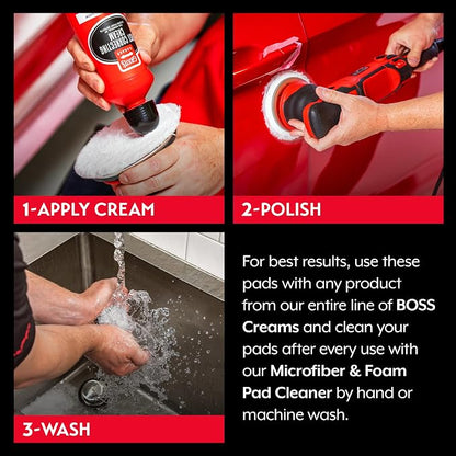 Griot's Garage BOSS Microfiber Fast Cutting Pads for Car Detailing, Polishing and Maximum Paint Correction, Orbital Polisher Buffing Pads, 6”, Set of 2