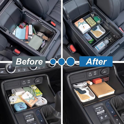 PIMCAR 4-Piece Center Console Organizer Set for 2023-2025 2026 Honda CRV Custom Fit Armrest Tray, Console Tray, Hidden Storage Box and Armrest Dividers ABS Material Car Interior OEM Accessories