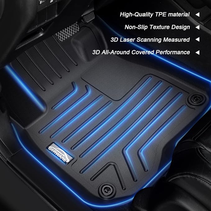 GORWARE Floor Mats for CRV, 3D Floor Liner Compatible with CR-V 2022 2021 2020 2019 2018 2017, Front and Rear Row Floor Liners for CRV 2017-2022 with All Weather Performance, 3 Pcs Car Floor Mat
