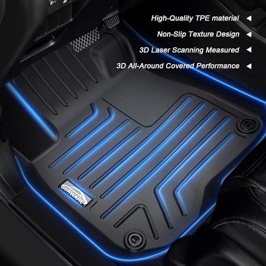 GORWARE Floor Mats for CRV, 3D Floor Liner Compatible with CR-V 2022 2021 2020 2019 2018 2017, Front and Rear Row Floor Liners for CRV 2017-2022 with All Weather Performance, 3 Pcs Car Floor Mat
